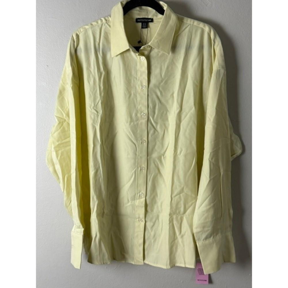 PrettyLittleThing Womens Oversized Button Down Shirt Lemon Yellow Size US 10 NWT